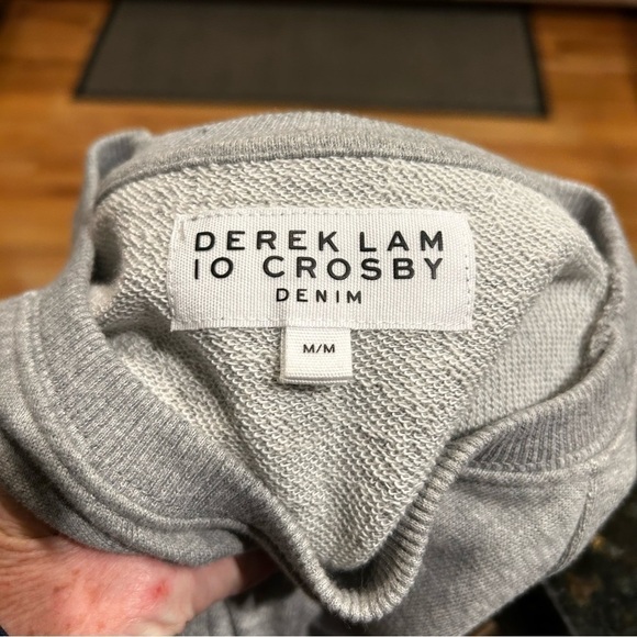 Derek Lam 10 Crosby Dark Gray Raglan Sweatshirt w/striped shirt-tail | Size Med - Picture 3 of 10